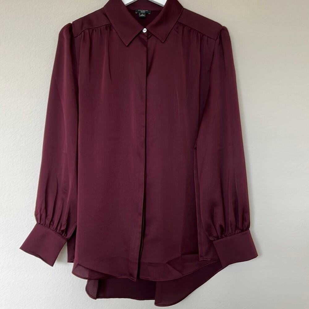 NWOT Ann Taylor Factory Petite Button Down Satin Shirt, size LP